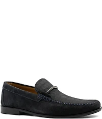 Flag LTD. Men's Vincent Bit Croco Embossed Suede Slip On Loafers