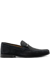 Flag LTD. Men's Vincent Bit Croco Embossed Suede Slip On Loafers