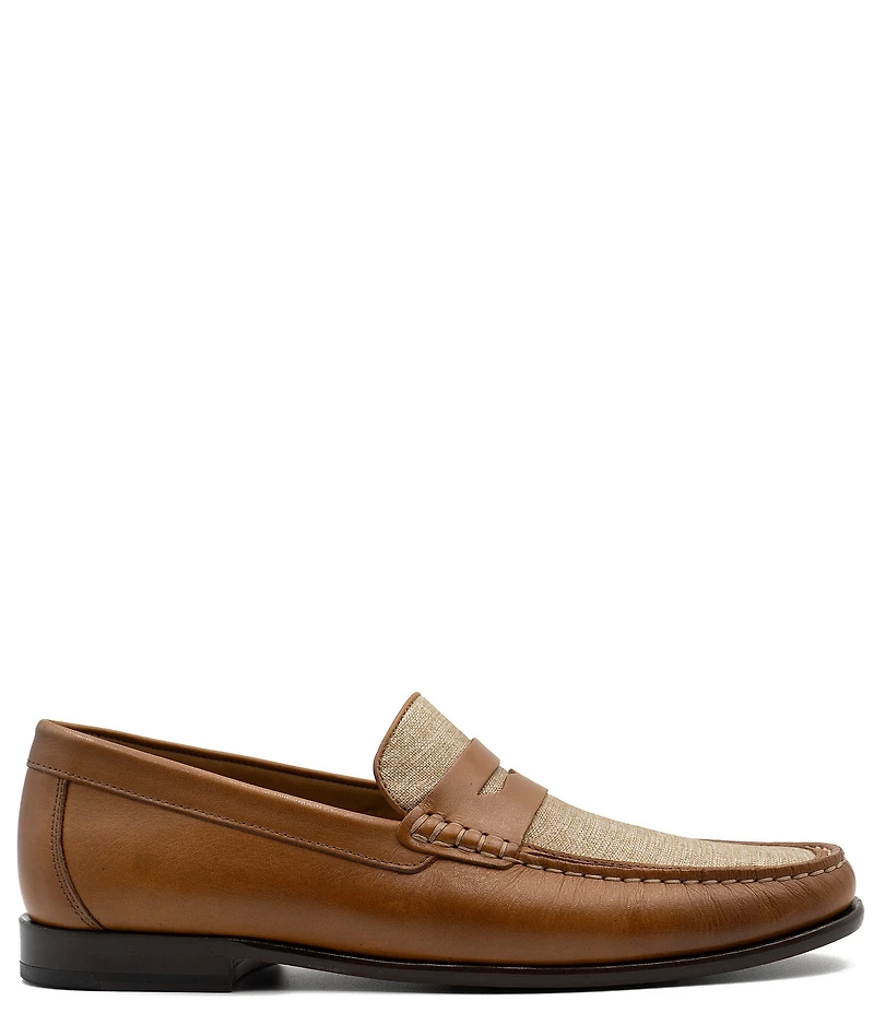 Flag LTD. Men's Vincent Linen and Leather Penny Loafers