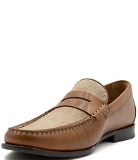 Flag LTD. Men's Vincent Linen and Leather Penny Loafers