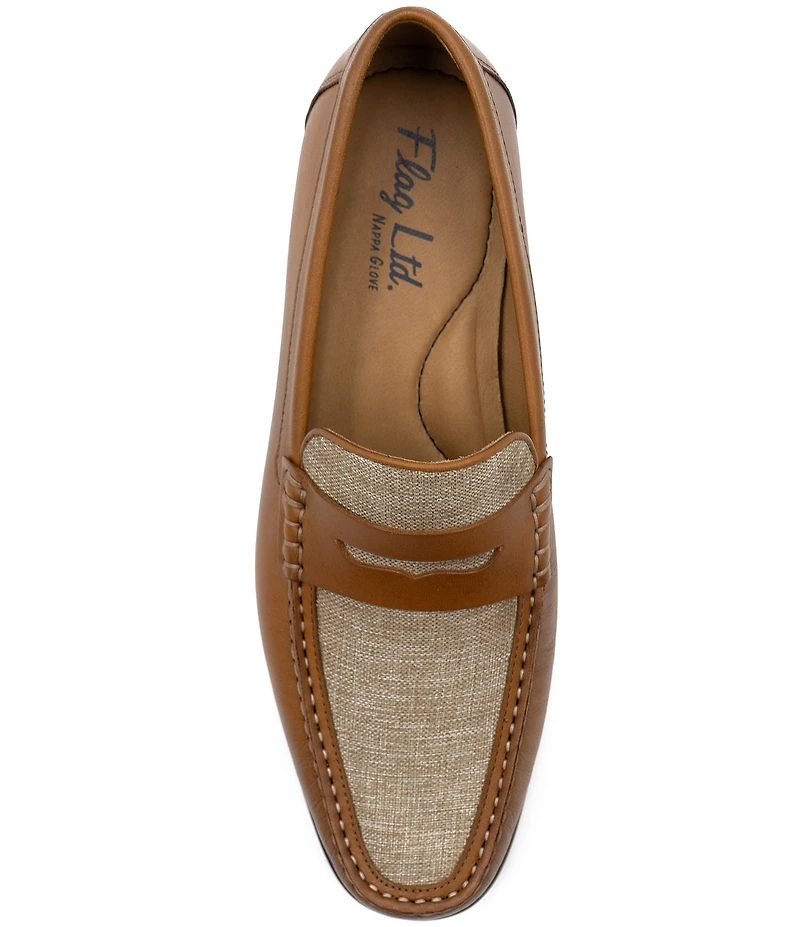 Flag LTD. Men's Vincent Linen and Leather Penny Loafers