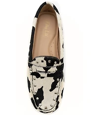 Flag LTD. Women's Morgan Cow Print Hair Calf Studded Penny Loafers