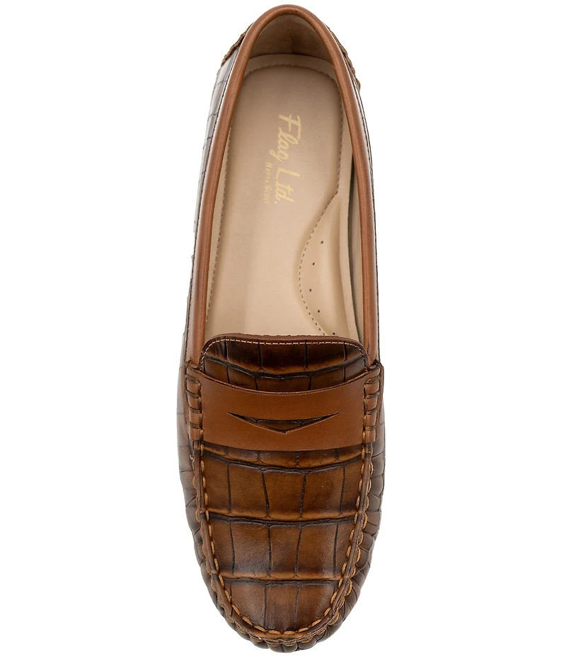 Flag LTD. Women's Morgan Croco Leather Penny Loafers