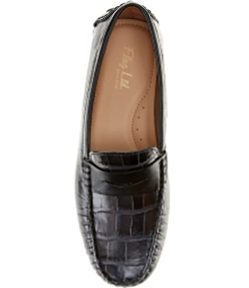 Flag LTD. Women's Morgan Croco Leather Penny Loafers