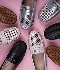 Flag LTD. Women's Morgan Leather Perforated Penny Loafers