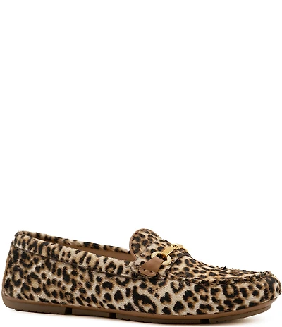 Flag LTD. Women's Morgan Leopard Haircalf Bit Buckle Loafers