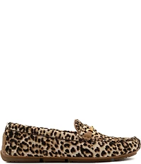 Flag LTD. Women's Morgan Leopard Haircalf Bit Buckle Loafers