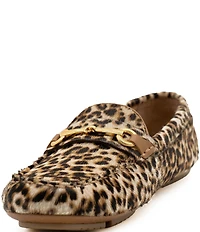 Flag LTD. Women's Morgan Leopard Haircalf Bit Buckle Loafers