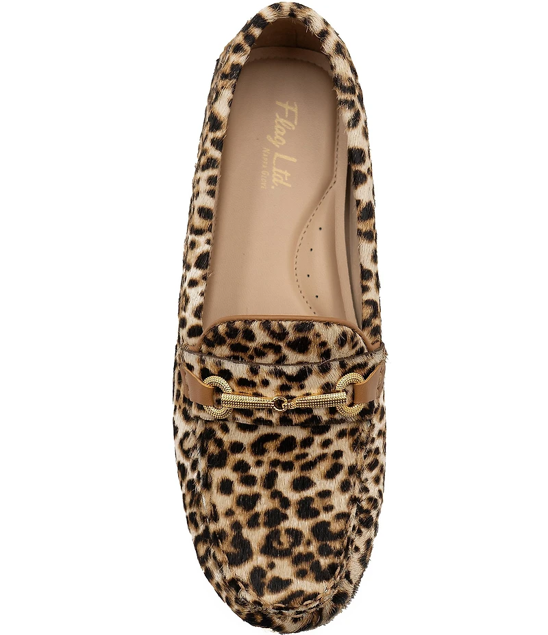 Flag LTD. Women's Morgan Leopard Haircalf Bit Buckle Loafers