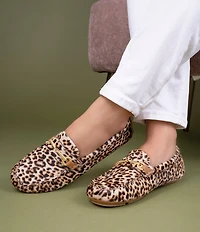 Flag LTD. Women's Morgan Leopard Haircalf Bit Buckle Loafers