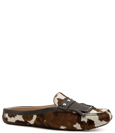 Flag LTD. Women's Morgan Pony Calf Hair Mule Fringe Loafers