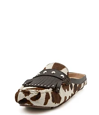 Flag LTD. Women's Morgan Pony Calf Hair Mule Fringe Loafers
