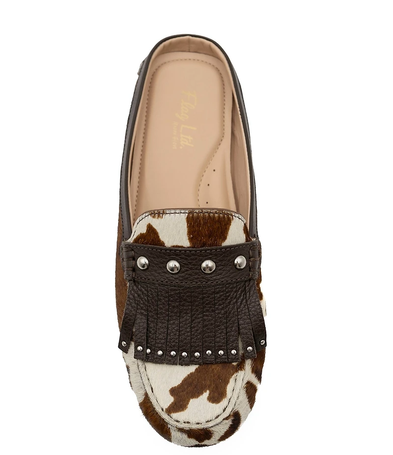 Flag LTD. Women's Morgan Pony Calf Hair Mule Fringe Loafers