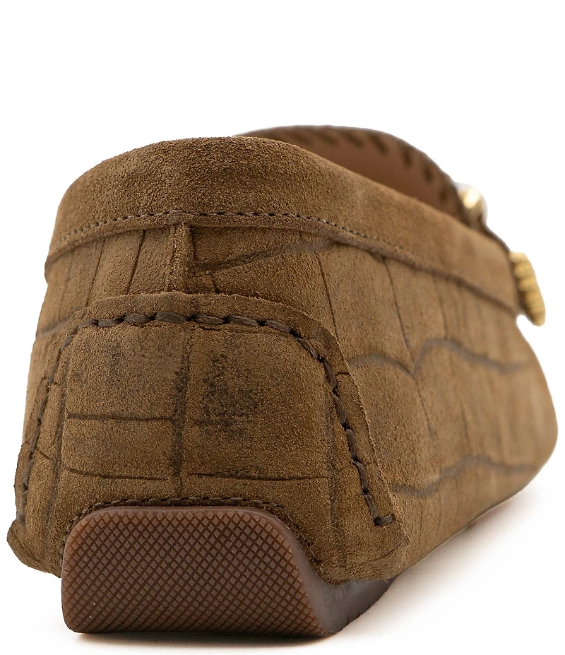 Flag LTD. Women's Morgan Crocodile Embossed Suede Penny Loafers