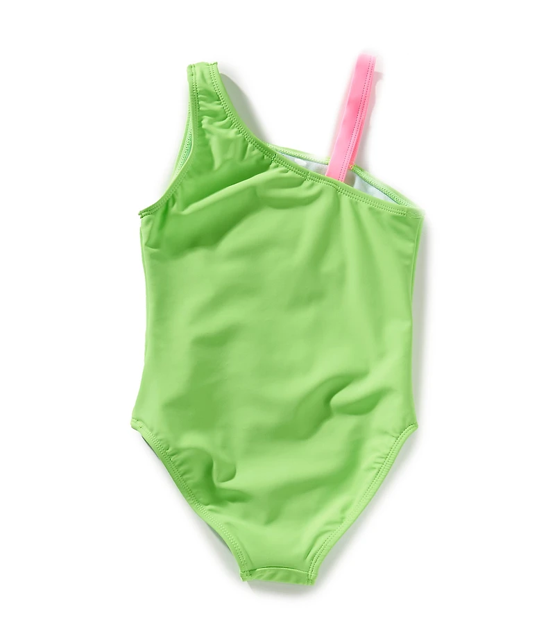 Flapdoodles Little Girls Flower Applique One-Piece Flower Swimsuit
