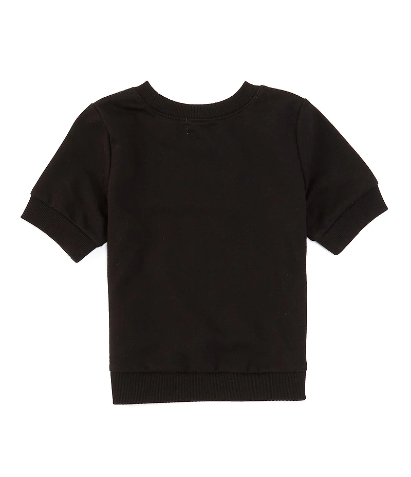 Flapdoodles Little Girls 2T-6X Short-Sleeve Glitter-Accented Butterfly-Puff-Print French Terry Top