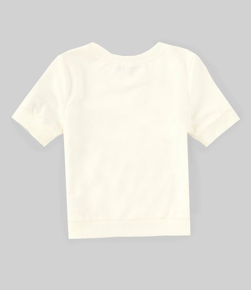 Flapdoodles Little Girls 2T-6X Short-Sleeve Glitter-Accented Heart-Puff-Print French Terry Top