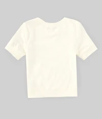 Flapdoodles Little Girls 2T-6X Short-Sleeve Glitter-Accented Heart-Puff-Print French Terry Top