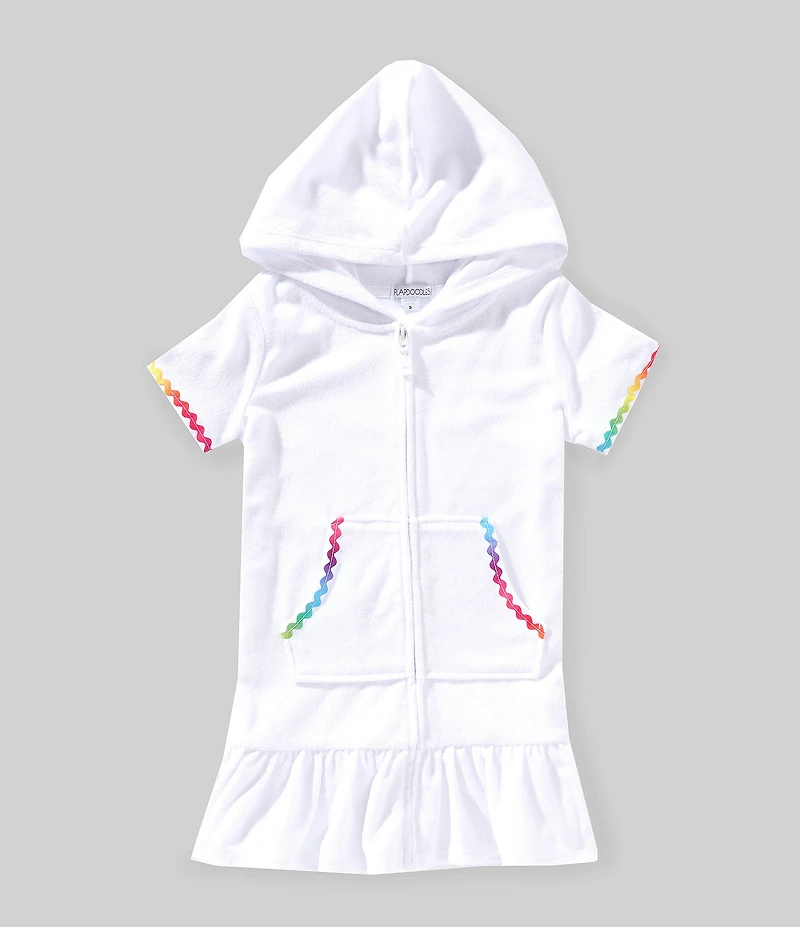 Flapdoodles Little Girls Short Sleeve Rainbow Trim Flap Doodles Swimsuit Cover-Up