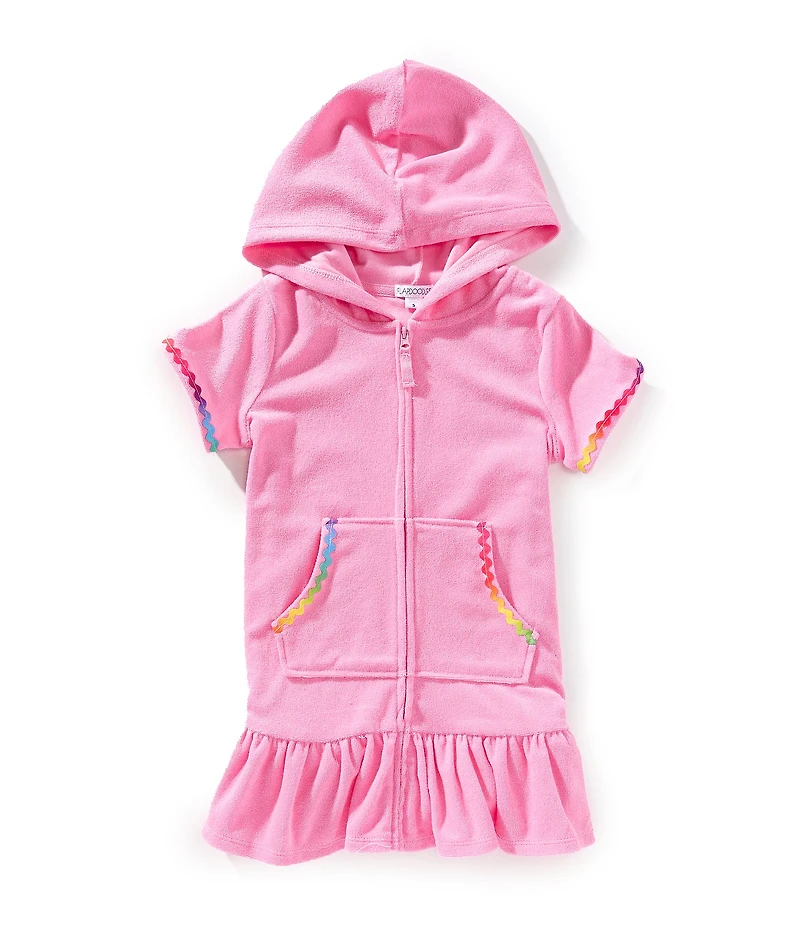 Flapdoodles Little Girls Short Sleeve Rainbow Trim Flap Doodles Swimsuit Cover-Up