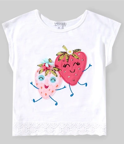 Flapdoodles Little Girls Short Sleeve Strawberry Graphic Dolman Top