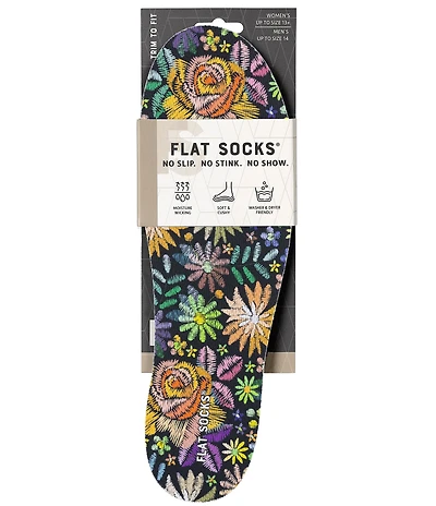 Flat Socks Women's Mesh Floral Embroidery Print Cushioned Liners