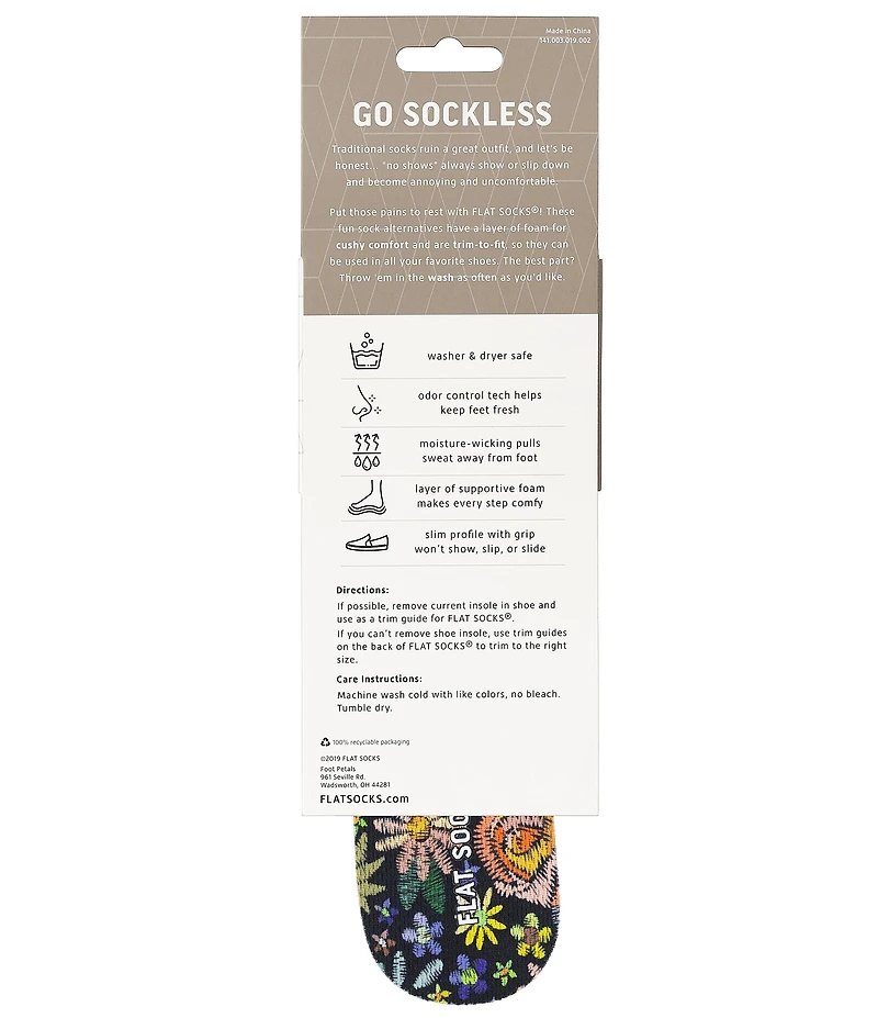 Flat Socks Women's Mesh Floral Embroidery Print Cushioned Liners