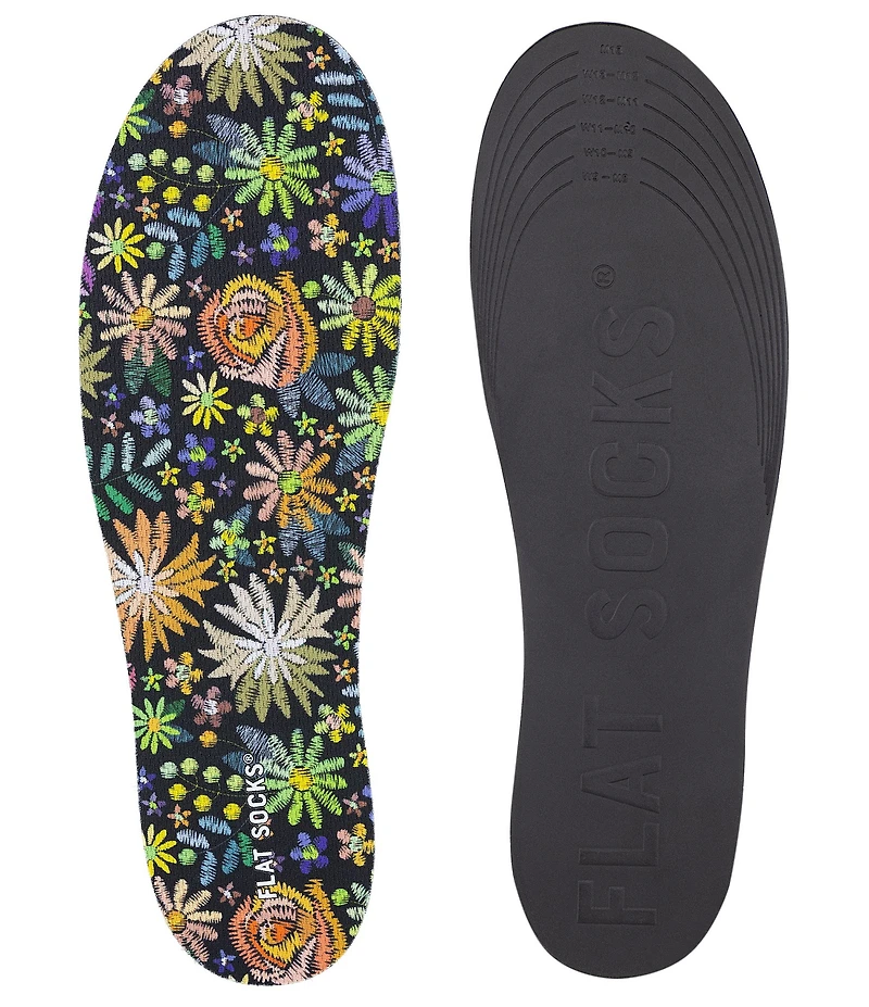 Flat Socks Women's Mesh Floral Embroidery Print Cushioned Liners