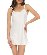 Flora Nikrooz Bowie Charmeuse Sleeveless Scoop Neck Bow Detail Chemise