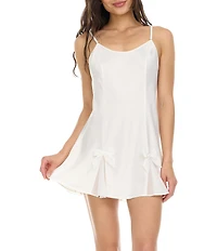 Flora Nikrooz Bowie Charmeuse Sleeveless Scoop Neck Bow Detail Chemise
