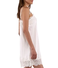Flora Nikrooz Celeste Luxe Stretch Satin Lace-Trim Square Neck Sleeveless Chemise