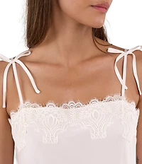 Flora Nikrooz Celeste Luxe Stretch Satin Lace-Trim Square Neck Sleeveless Chemise