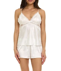 Flora Nikrooz Kaiya Sleeveless V-Neck Jacquard Charmeuse Shorty Pajama Set