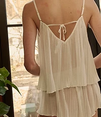 Flora Nikrooz Karina Pleated Chiffon Sleeveless Cami Pajama Set