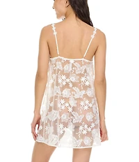 Flora Nikrooz Marjorie Floral Embroidered Lace Sleeveless Bridal Babydoll & Panty Set