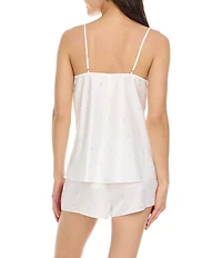 Flora Nikrooz Sabrina Travel Charmeuse Bow Print Cami & Shorty Robe Set