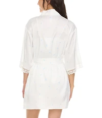 Flora Nikrooz Sabrina Travel Charmeuse Bow Print Cami & Shorty Robe Set