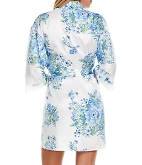 Flora Nikrooz Sabrina Travel Satin Floral Cami & Shorty Robe Set