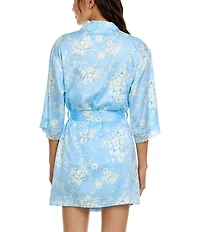 Flora Nikrooz Sabrina Travel Satin Floral Cami & Shorty Robe Set