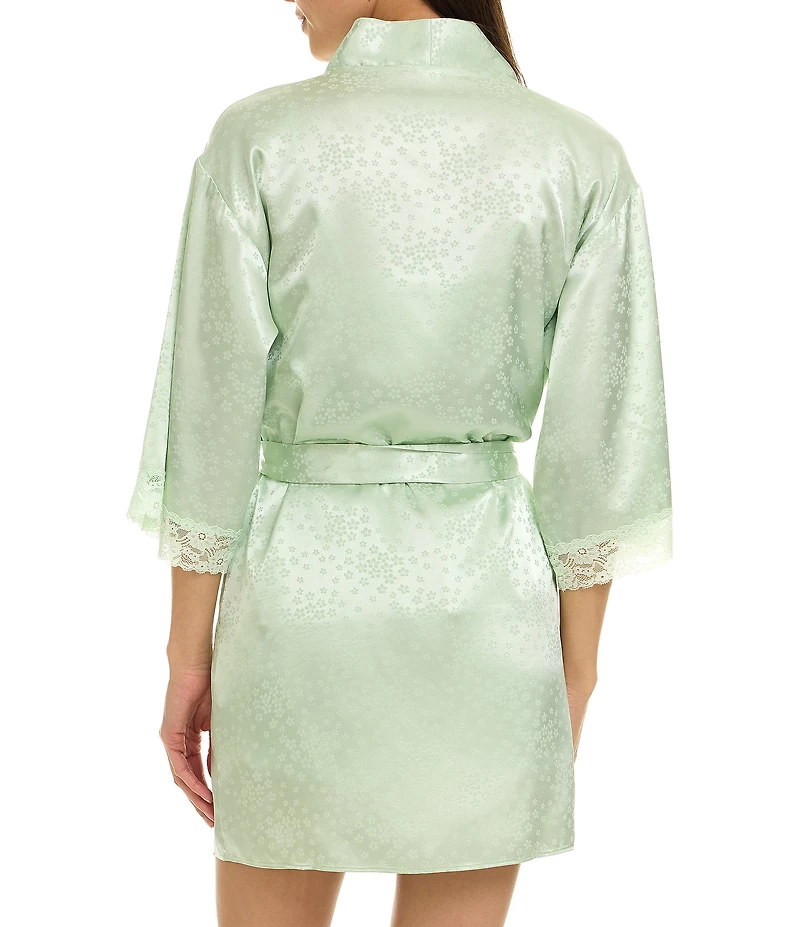 Flora Nikrooz Sabrina Travel Satin Jacquard Cami & Shorty Robe Set