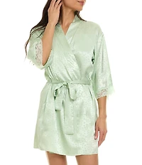 Flora Nikrooz Sabrina Travel Satin Jacquard Cami & Shorty Robe Set