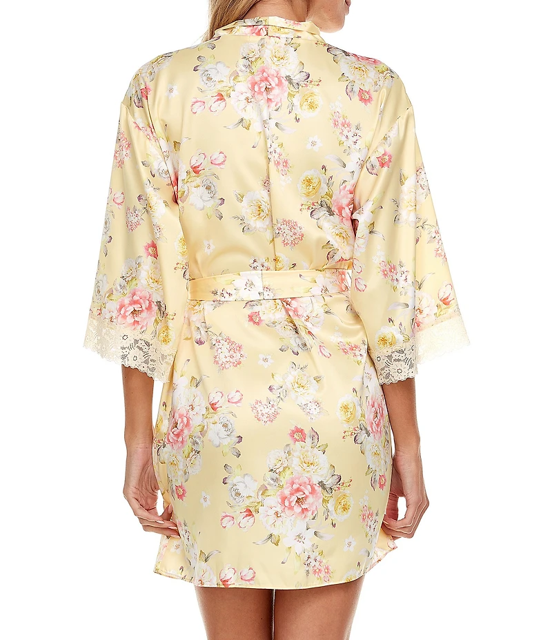 Flora Nikrooz Sabrina Travel Satin Jacquard Cami & Shorty Robe Set