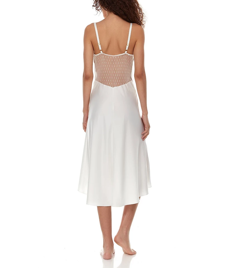 Flora Nikrooz Showstopper Ivory Lace Semi-Sweetheart Neck Spaghetti Strap Chemise