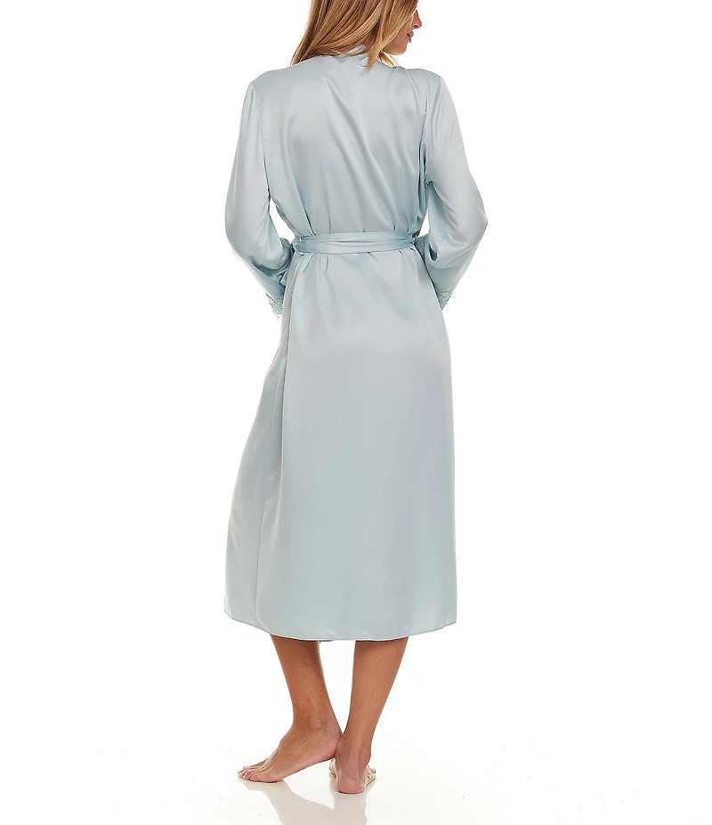 Flora Nikrooz Showstopper Lace Trim Long Wrap Robe