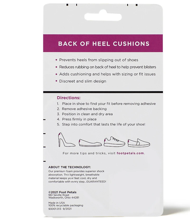 Foot Petals Back of Heel Cushions- Assorted Set of 3 Pairs