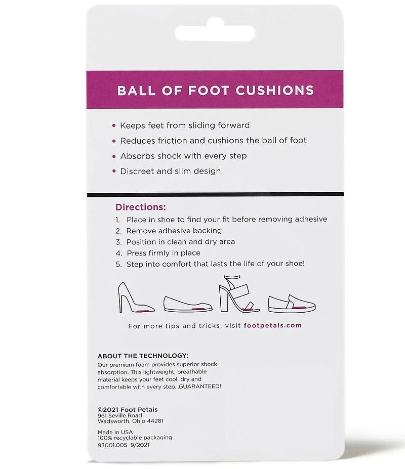 Foot Petals Ball of Foot Cushions- Assorted Set of 3 Pairs