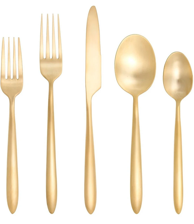 Fortessa Velo Brushed Gold 20-Piece Stainless Steel Flatware Set