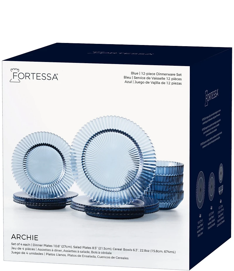 Fortessa Archie Collection 12-Piece Glass Dinnerware Set