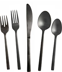 Fortessa Arezzo Brushed Black 5-Piece Stainless Steel Flatware Set