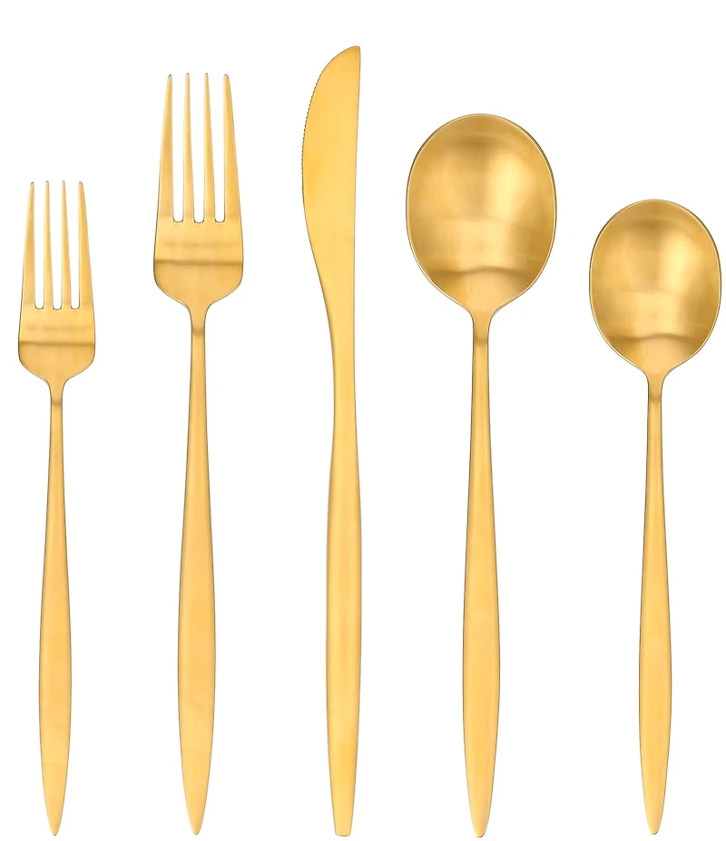 Fortessa Constantin Brushed Gold -Piece Stainless Steel Flatware Set